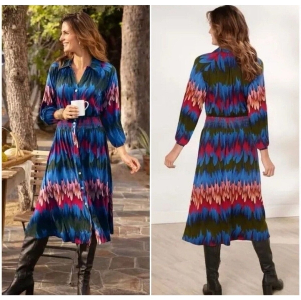 NWT Soft Surroundings Multicolor Patterned Women's Dress, SzM